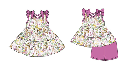 Baby Girl Straps Bows Flower Deer Summer Sibling Dress Set ( Moq 5 Each Style ) 2.27