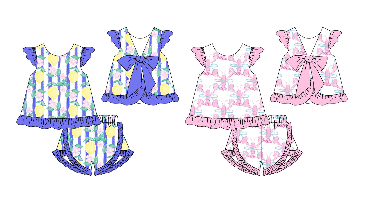 Baby Girl Short Sleeves Lemon Crawfish Sibling  Set ( Moq 5 Each Style ) 12.25