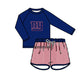 ( Moq 5 Each Style ) Baby Boys Girls Kids Team Sibling Jumpsuits Sets Swimsuits Navy Clothes