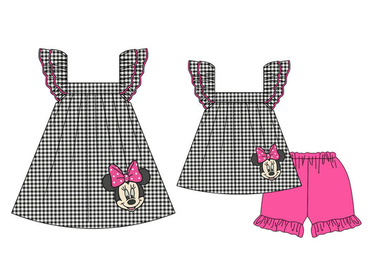 Baby Girl Cartoon Mouse Checked Sibling Dress Set ( Moq 5 Each Style ) 2.12