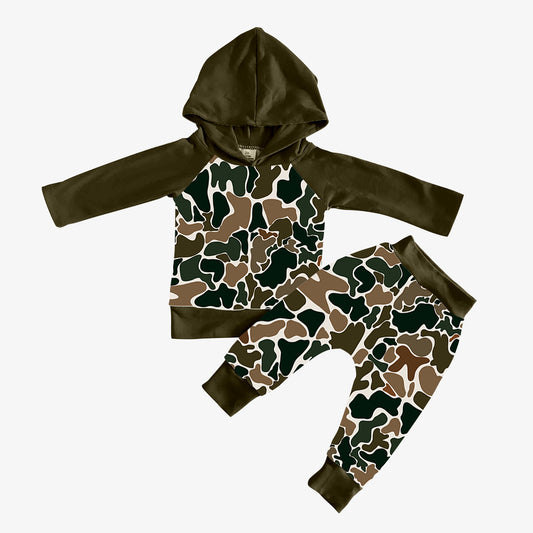 Baby Boy Toddler Long Sleeves Hoodie Shirt Camo Pants Set