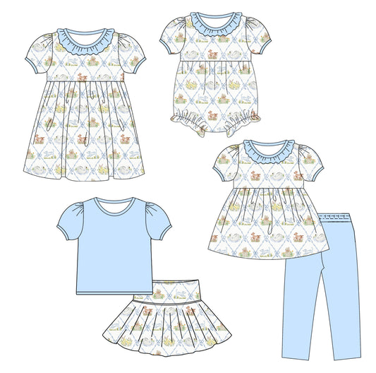 ( Moq 5 Each Style ) Baby Girl Toddler Animals Bows Sibling Romper Dress Set