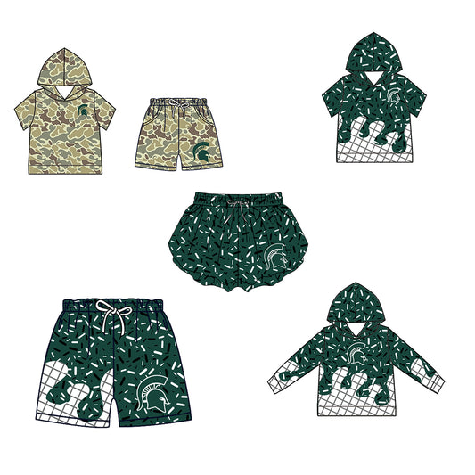 ( Moq 5 Each Style ) Baby Boys Girls Toddler Sibling Green Shorts Shirts Set Team Drip Sprinkles Clothes