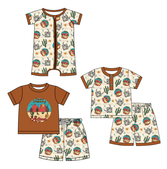 Baby Boy Short Sleeves Western Cactus Sibling Romper Set ( Moq 5 Each Style ) 12.20