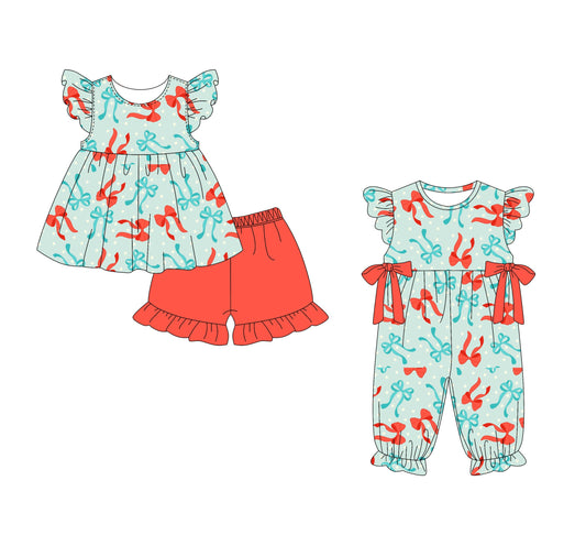 Baby Girl Short Sleeves Bows Sibling Romper Set ( Moq 5 Each Style ) 1.15