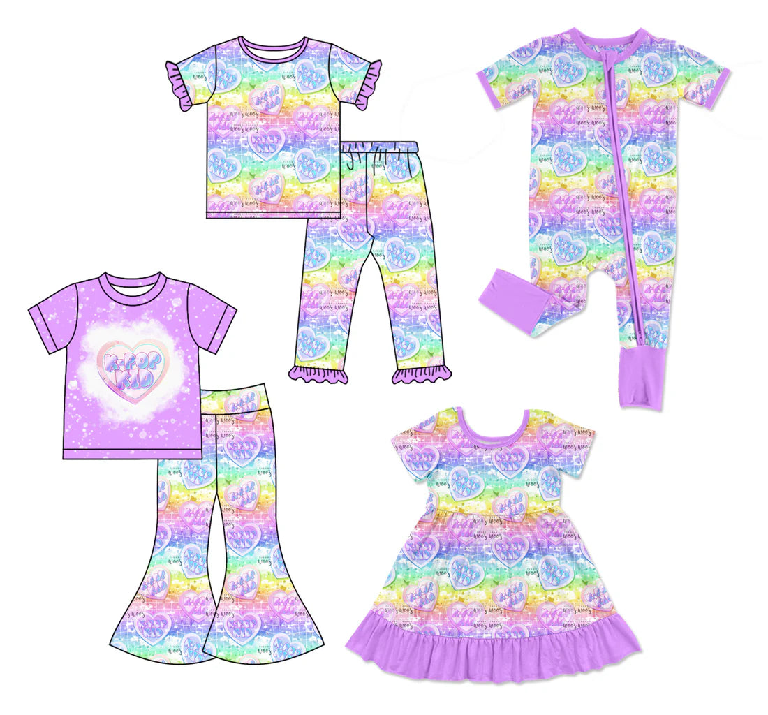 ( Moq 5 Each Style ) Baby Girls Kids Short Sleeves Hearts Music Sibling Romper Dress Sets