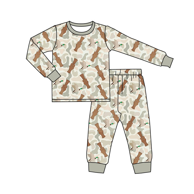 Baby Boy Toddler Long Sleeves Duck Camo Shirt Pants Pajamas Hunting Set