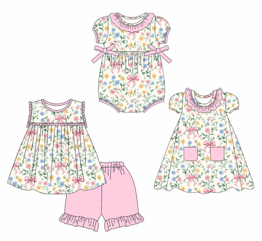 Baby Girl Bows Flower Sibling Romper Dress Set ( Moq 5 Each Style ) 2.15