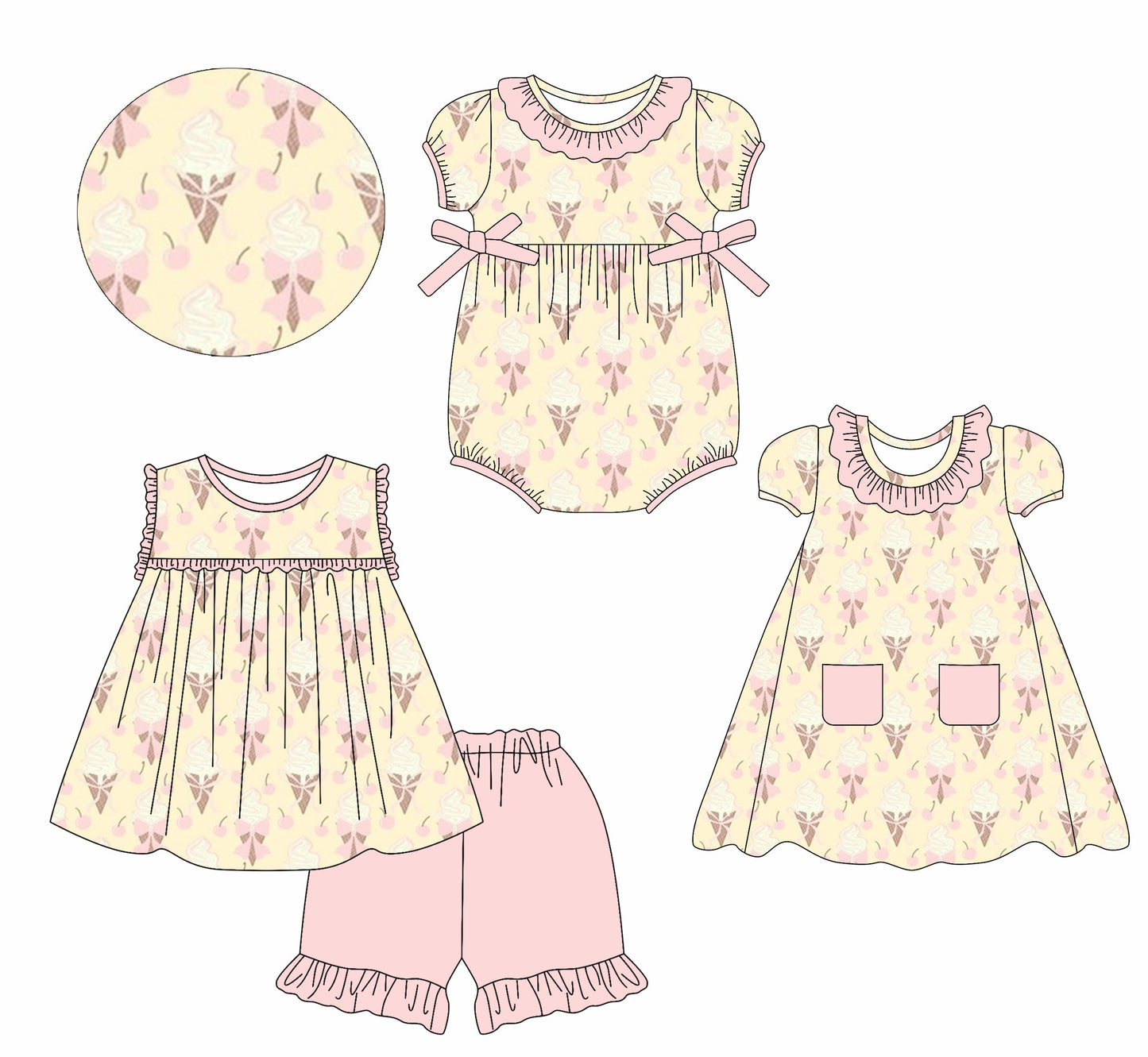 Baby Girl Bows Sibling Romper Dress Set ( Moq 5 Each Style ) 2.22