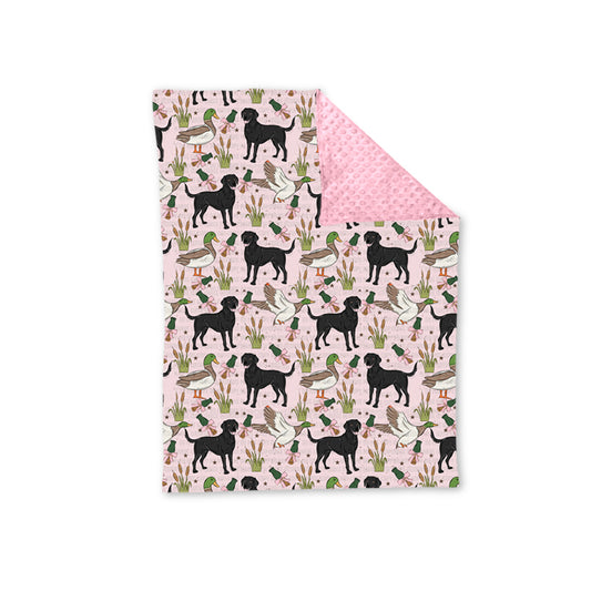 Baby Girl Ducks Dogs Pink Hunting Minky Blanket Moq 5