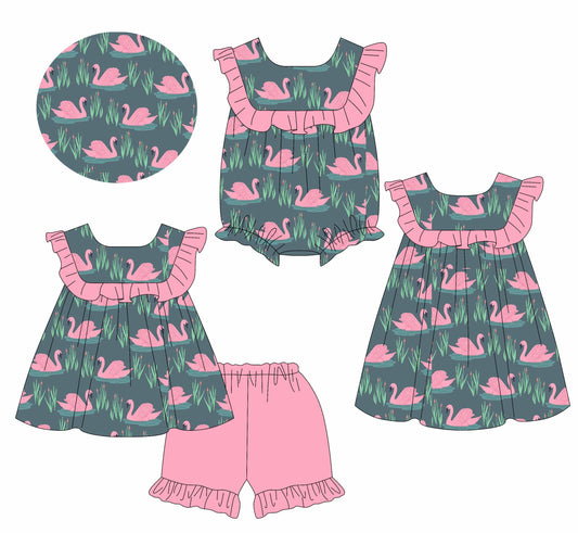 Baby Girl Ducks Ruffle Sibling Romper Dress Set ( Moq 5 Each Style ) 2.28
