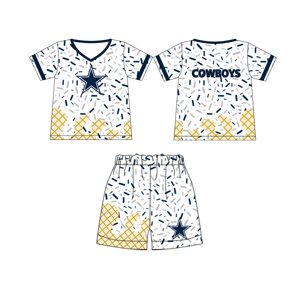 (Moq 5) Baby Boy Short Sleeves Shirt Shorts Set Star Team Clothes