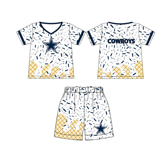 (Moq 5) Baby Boy Short Sleeves Shirt Shorts Set Star Team Clothes