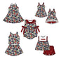 ( Moq 5 Each Style ) Baby Girls Kids Sleeveless Football Flower Cow Sibling Romper Dresses Sets