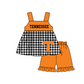 ( Moq 5 Each Style ) Baby Boys Girls Kids Plaid Team Sibling Orange Rompers Dress Sets