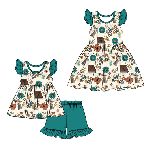 Baby Girl Short Sleeves Child Of God Sibling Dress Set ( Moq 5 Each Style ) 12.19