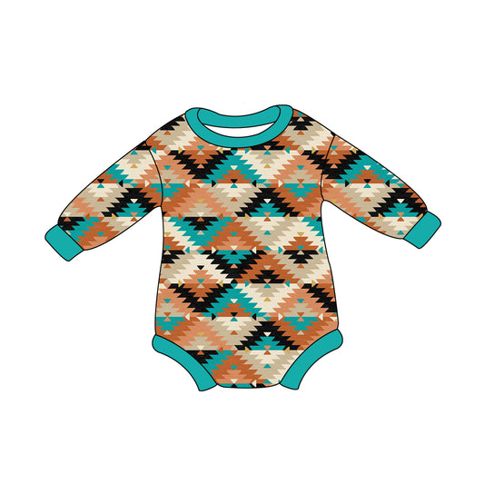 Baby Boy Infant Long Sleeves Western Aztec Bubble Romper