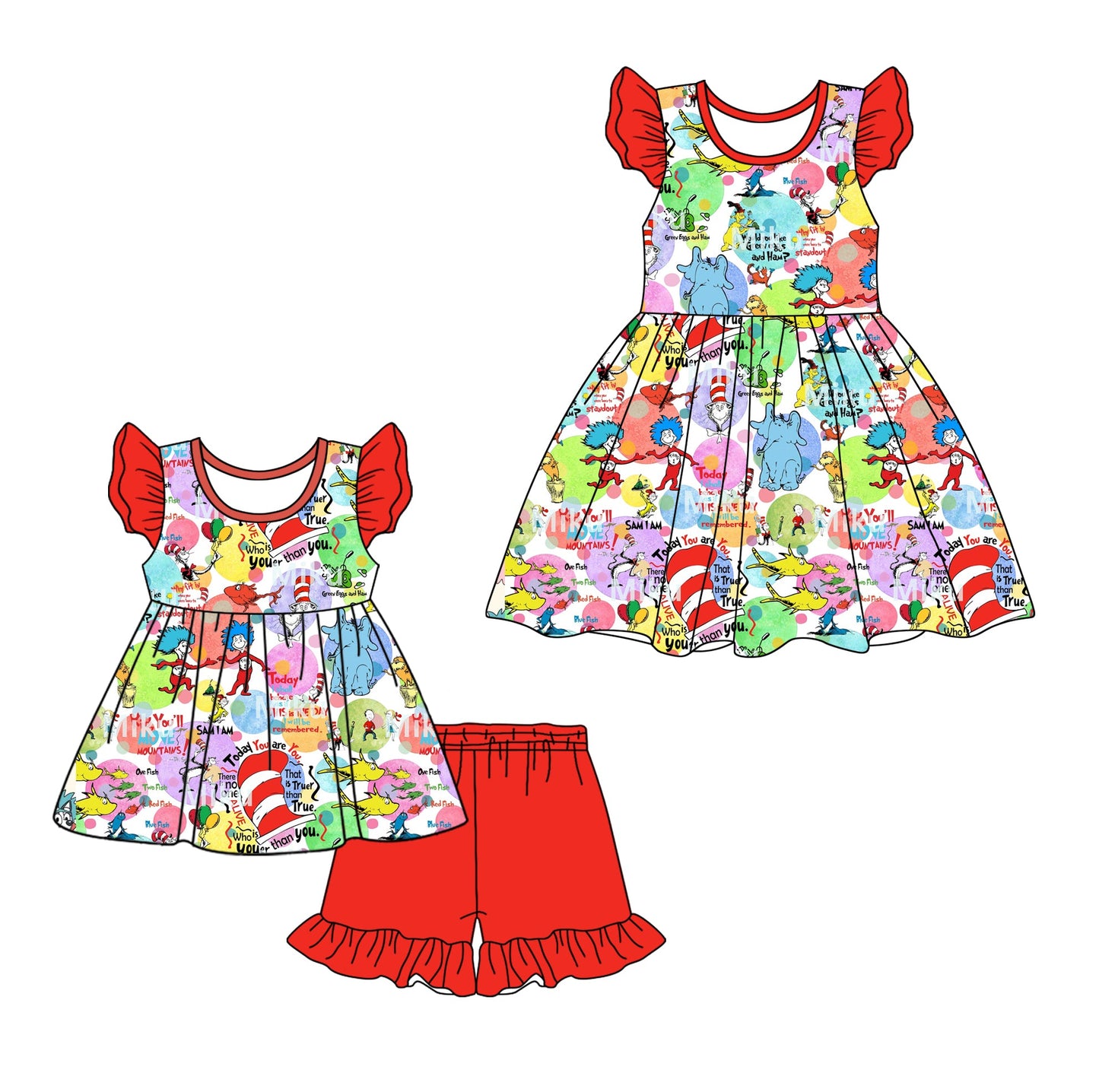 Baby Girl Short Sleeves Reading Sibling Dress Set ( Moq 5 Each Design ) 12.11