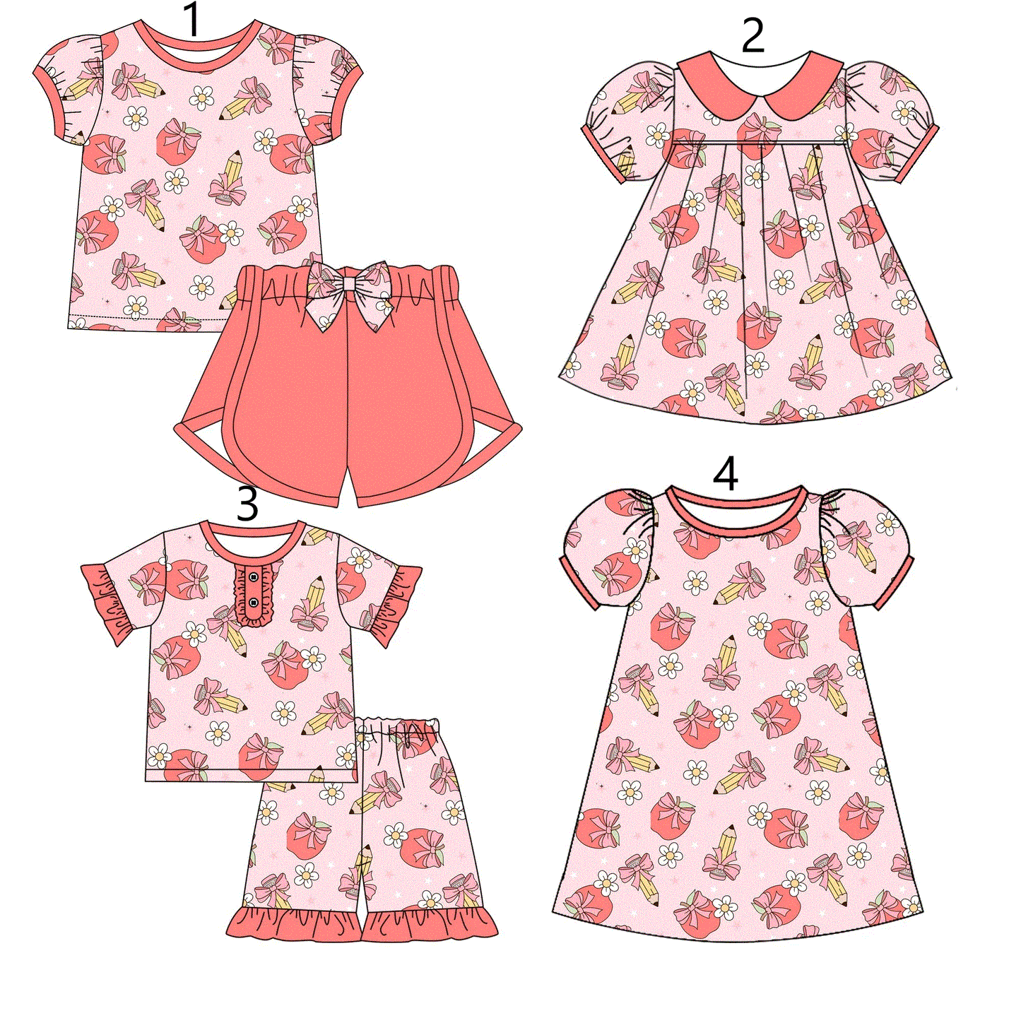 Baby Girl Back To School Pencil Bows Sibling Dress Set ( Moq 5 Each Style ) 12.31
