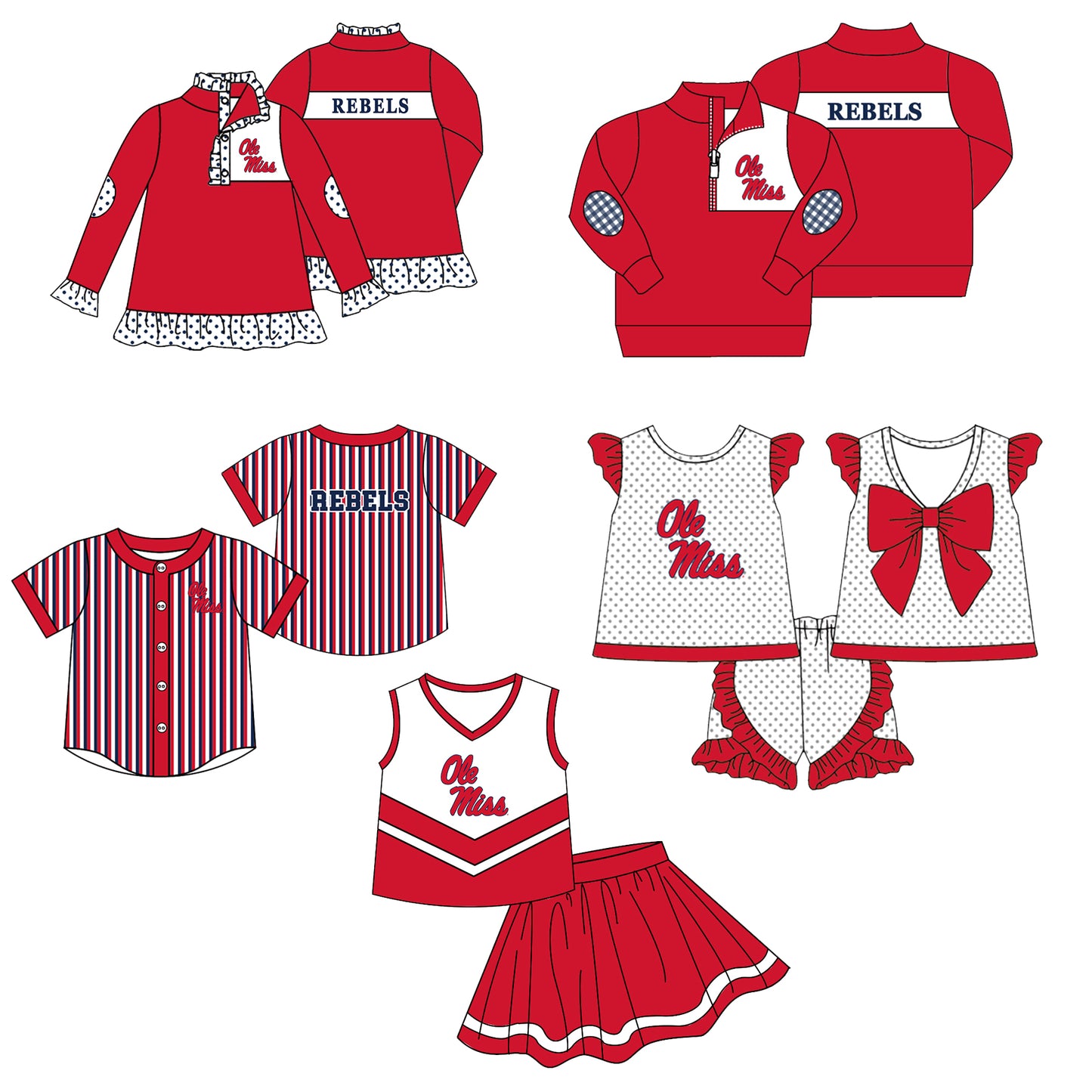 ( Moq 5 Each Style ) Baby Boys Girls Toddler Sibling Red Shirts Sets Team Clothing
