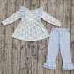 Baby Girl Long Sleeves Pumpkin Bows Tunic Ruffle Stripes Pants Set RTS