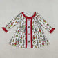 Sibling Girls Kids Embroidery Green Face Bows Christmas Romper Dress Set Clothes RTS