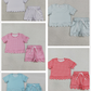 Sibling Baby Girls Kids Short Sleeves Plaid Tops Scallop Shorts Sets Summer Clothes RTS