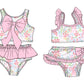 ( Moq 5 Each Style ) Sibling Baby Girls Kids Floral Tops Ruffle Shorts Bows Sets Summer Swimsuits