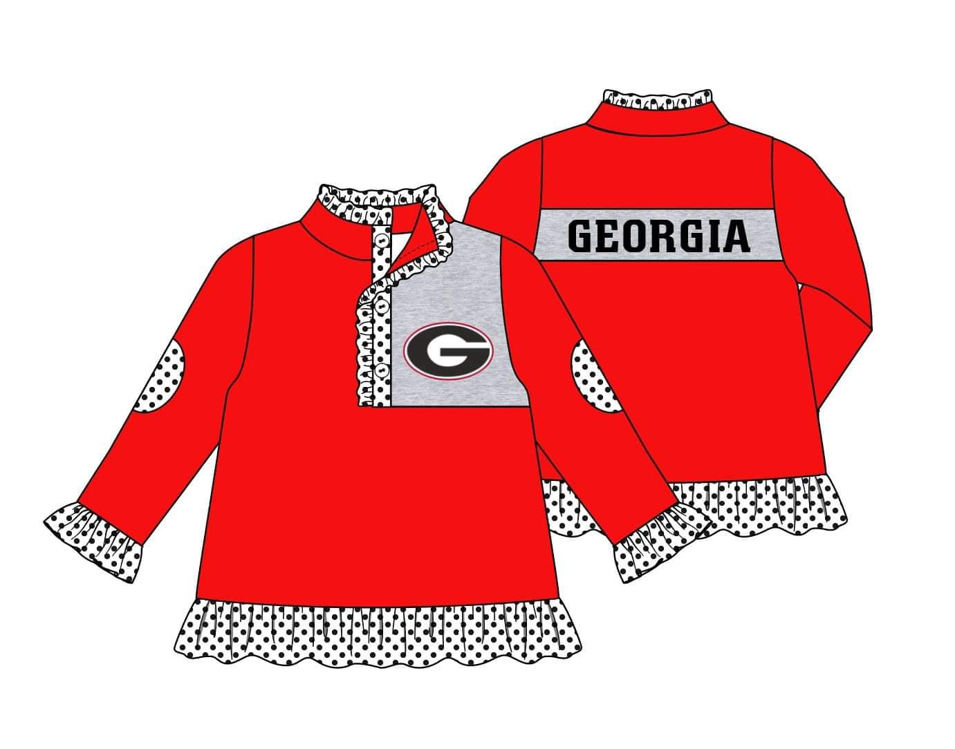 Baby Girl Red Long Sleeves Buttons Shirt Team Tops Moq 5