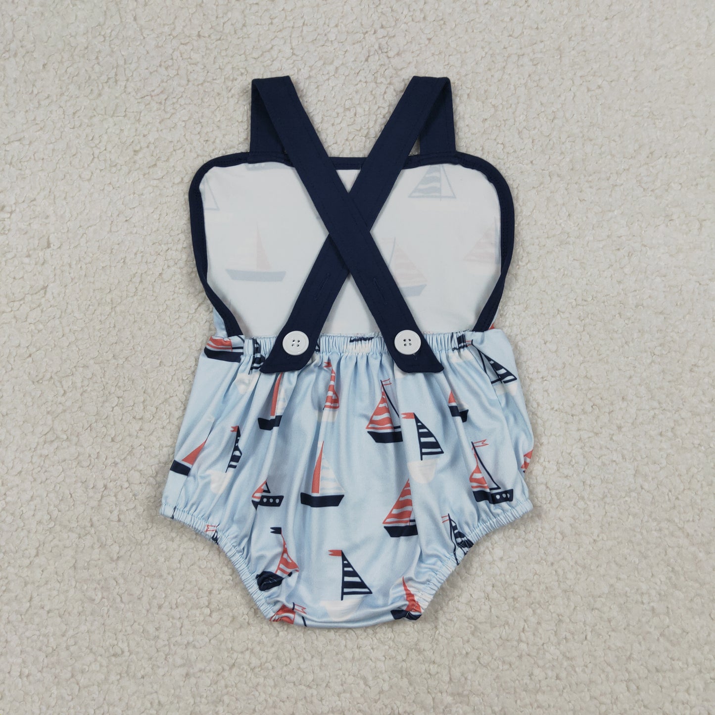 Baby Boys Kids Sleeveless Boats Blue Bubble Romper RTS