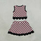 Baby Girls Kids Chicken Checked Shirt Scallop Bows Skirt Shorts Team Set Yoga Active Clothes RTS