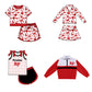 ( Moq 5 Each Style ) Sibling Baby Girls Kids Red Bows Team Shirt Sets Clothes