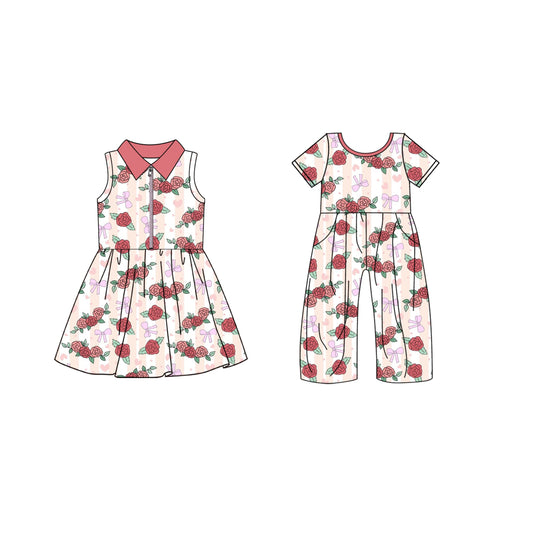 ( Moq 5 Each Style ) Baby Girl Flower Bows Stripes Sibling Summer Dress Jumpsuit 4.19