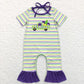 SR0519 Baby Boy Mardi Gras Short Sleeves Embroidery Truck Stripes One Piece Romper