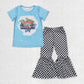 BSPO0177 Baby Boy Short Sleeves Dr Blue Shirt Checkered Pants Outfit