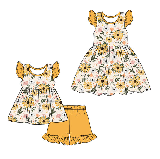 Baby Girl Short Sleeves Flower Sibling Dress Set ( Moq 5 Each Style ) 12.21