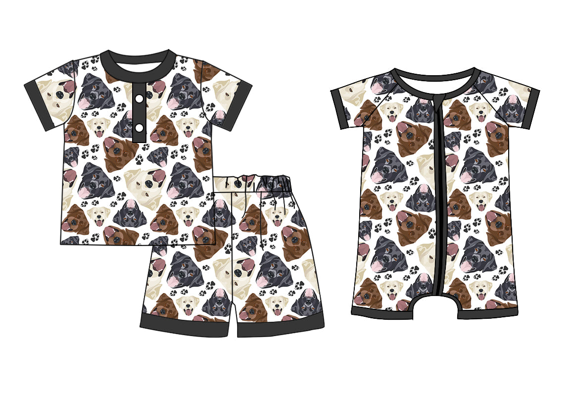 Baby Boy Short Sleeves Dogs Sibling Romper Pajamas Set ( Moq 5 Each Style ) 12.17