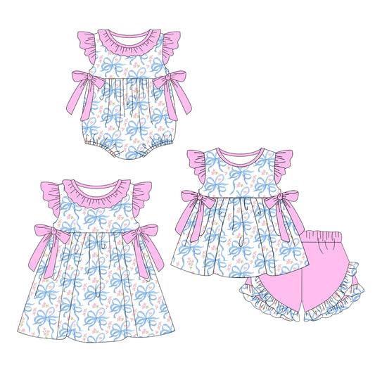 Baby Girl Short Sleeves Bows Bibling Romper Dress Set ( Moq 5 Each Style ) 2.13