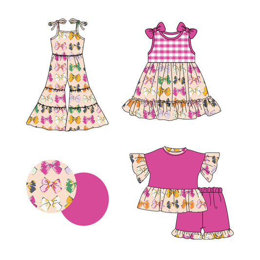Baby Girl Colorful Bows Sibling Jumpsuit Dress Set ( Moq 5 Each Style ) 2.22