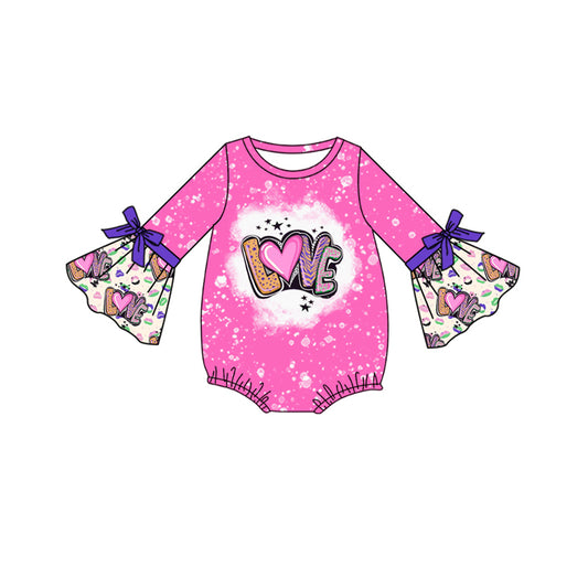 Baby Girl Infant Valentine Love Hearts Bubble Romper