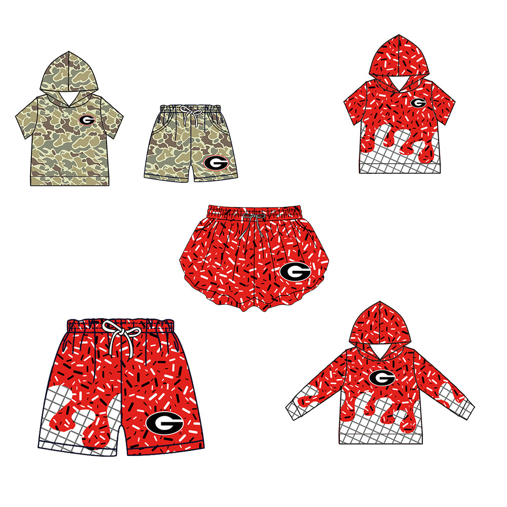 ( Moq 5 Each Style ) Baby Boys Girls Toddler Sibling Red Shorts Shirts Set Team Drip Sprinkles Clothes