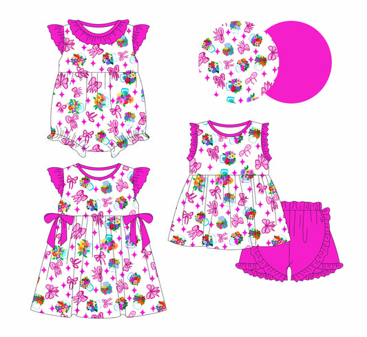 Baby Girl Flower Bows Sibling Romper Dress Set ( Moq 5 Each Style ) 2.14