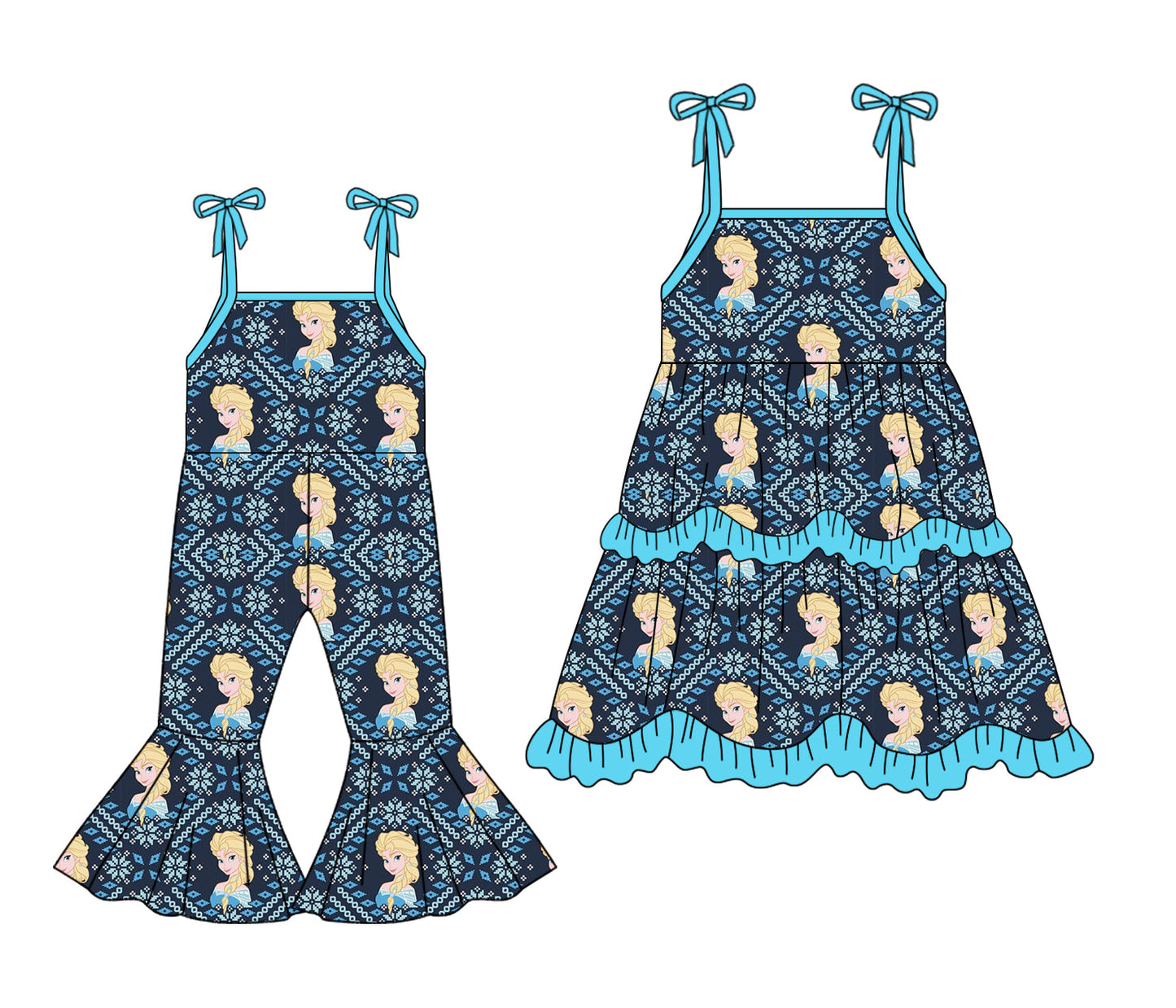 Baby Girl Princess Straps Sibling Jumpsuit Dress ( Moq 5 Each Style ) 1.20