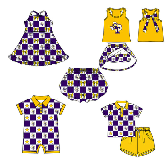 ( Moq 5 Each Style ) Baby Boys Girls Toddler Bows Team Sibling Checked Shorts Dress Sets Clothing