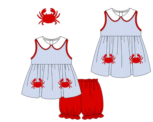 Baby Girl Crabs Sibling Sleeveless Dress Clothes Set ( Moq 5 Each Design )11.21