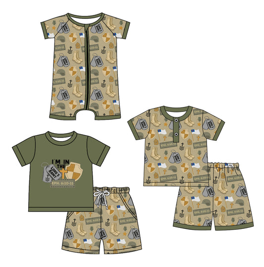 Baby Boy Short Sleeves Boots Sibling Romper Set ( Moq 5 Each Style ) 12.20