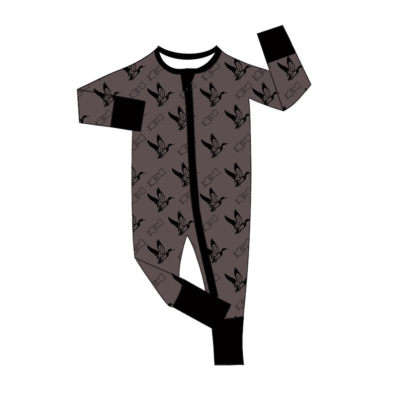 Baby Boy Long Sleeves Ducks Hunting Zipper Romper