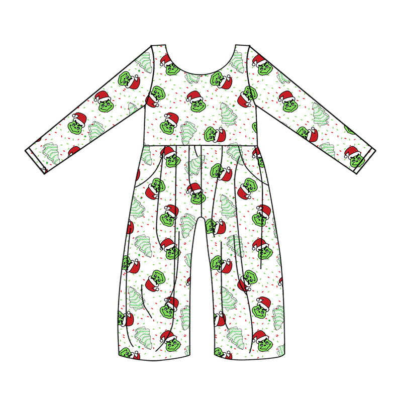 Baby Girl Long Sleeves Face Cakes Christmas Jumpsuit