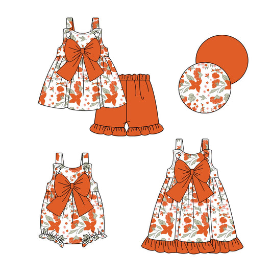 ( Moq 5 Each Style ) Baby Girl Sleeveless Bows Flower Sibling Romper Dress Set 3.24