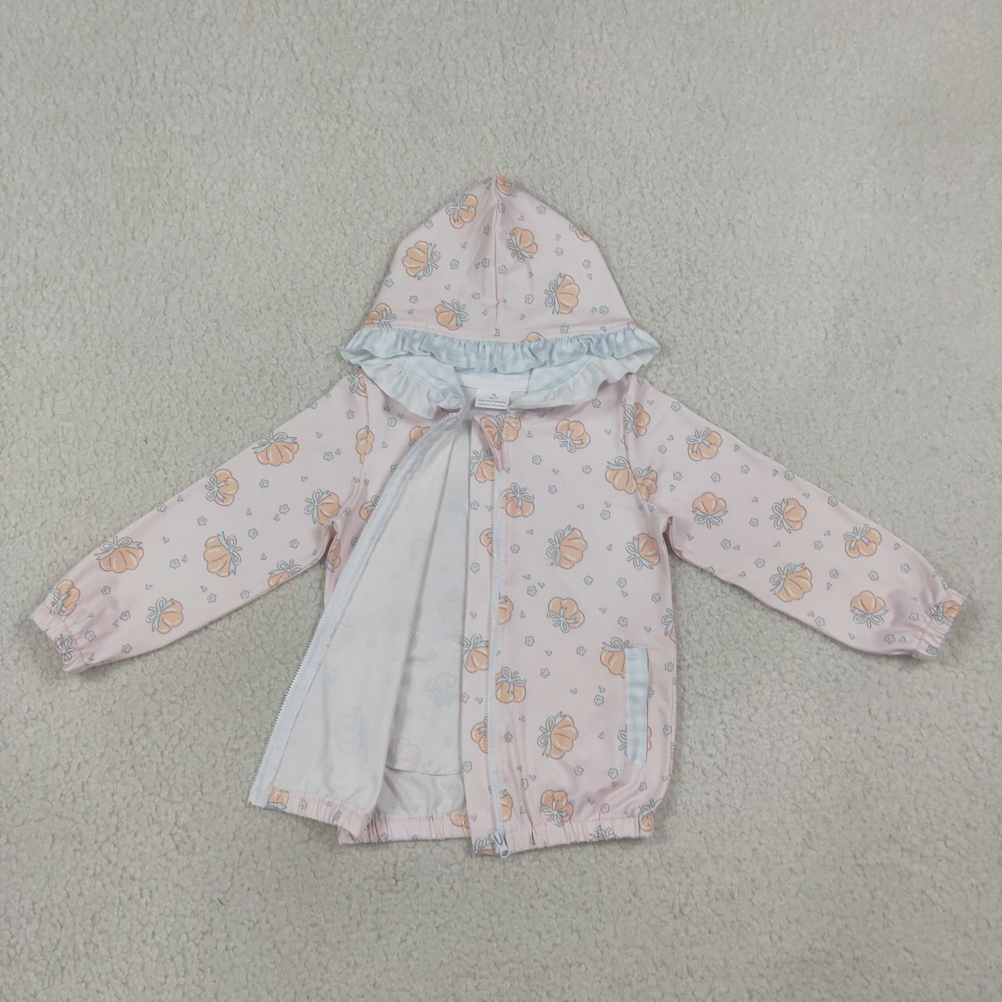 Baby Girls Kids Long Sleeves Pumpkins Flower Pockets Hoodie Zipper Coat Fall Tops RTS